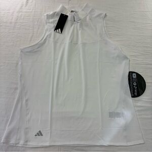 Adidas Ultimate365 Zip Sleeveless Mock Golf Polo White JF8820 Women’s Size XL